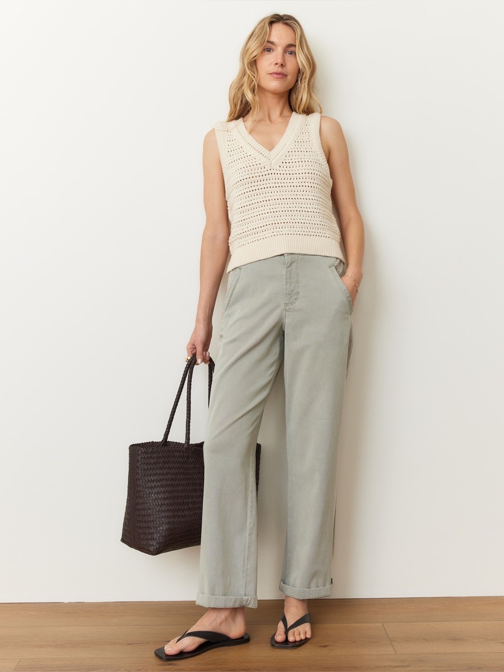 Marine Layer Women’s Saturday Pant Medium Straight Leg Elastic Waistband